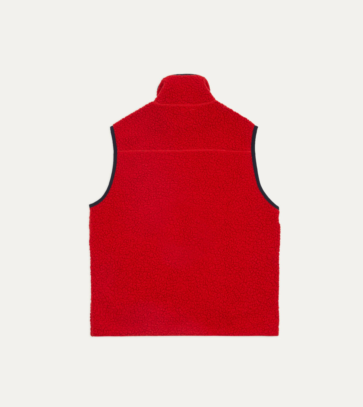 Drake's Red Boucle Wool Zip Fleece Vest