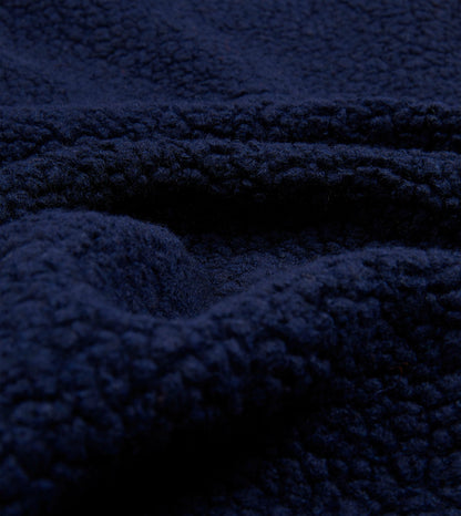 Drake's Navy Boucle Wool Zip Fleece Vest