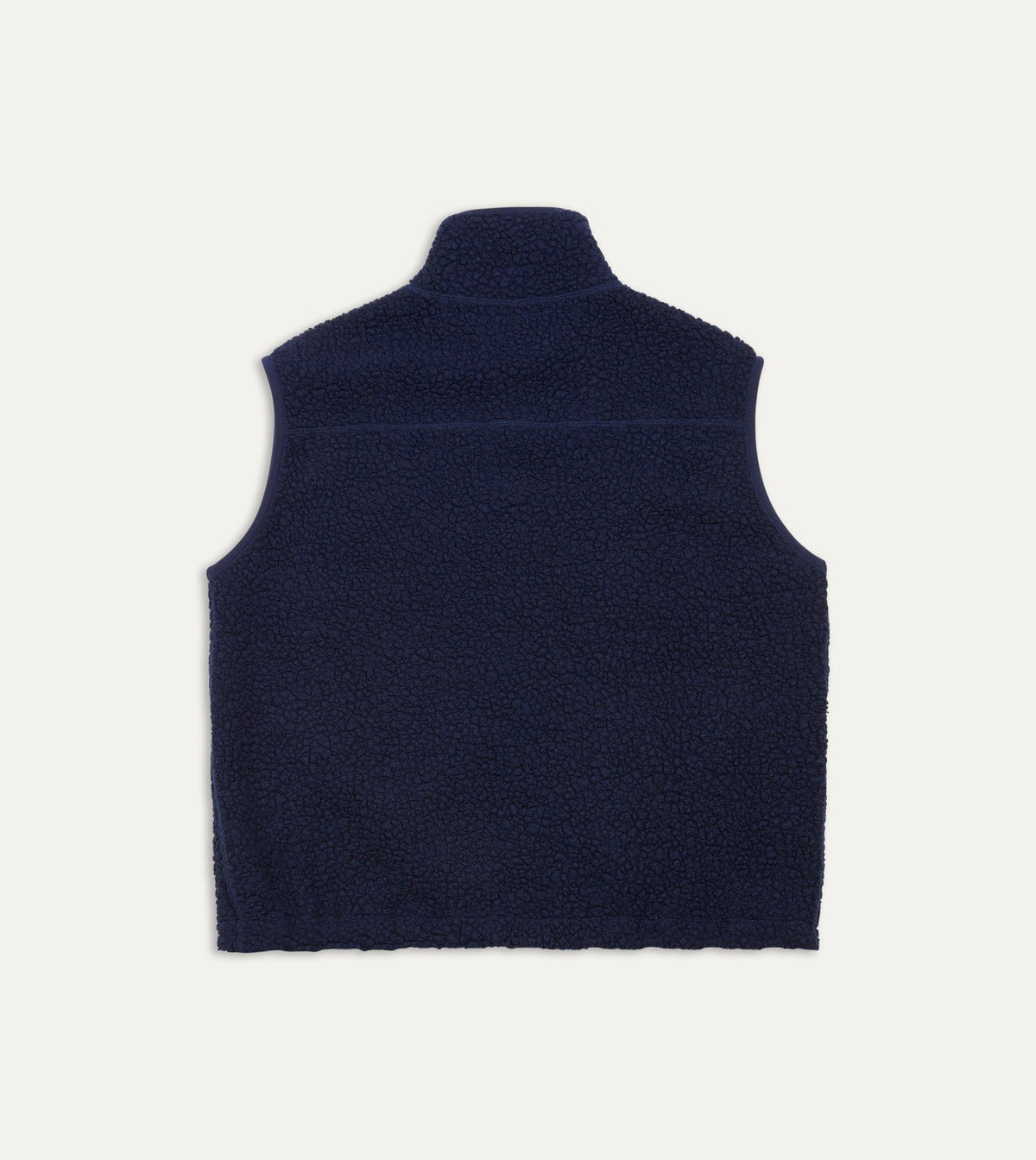 Drake's Navy Boucle Wool Zip Fleece Vest