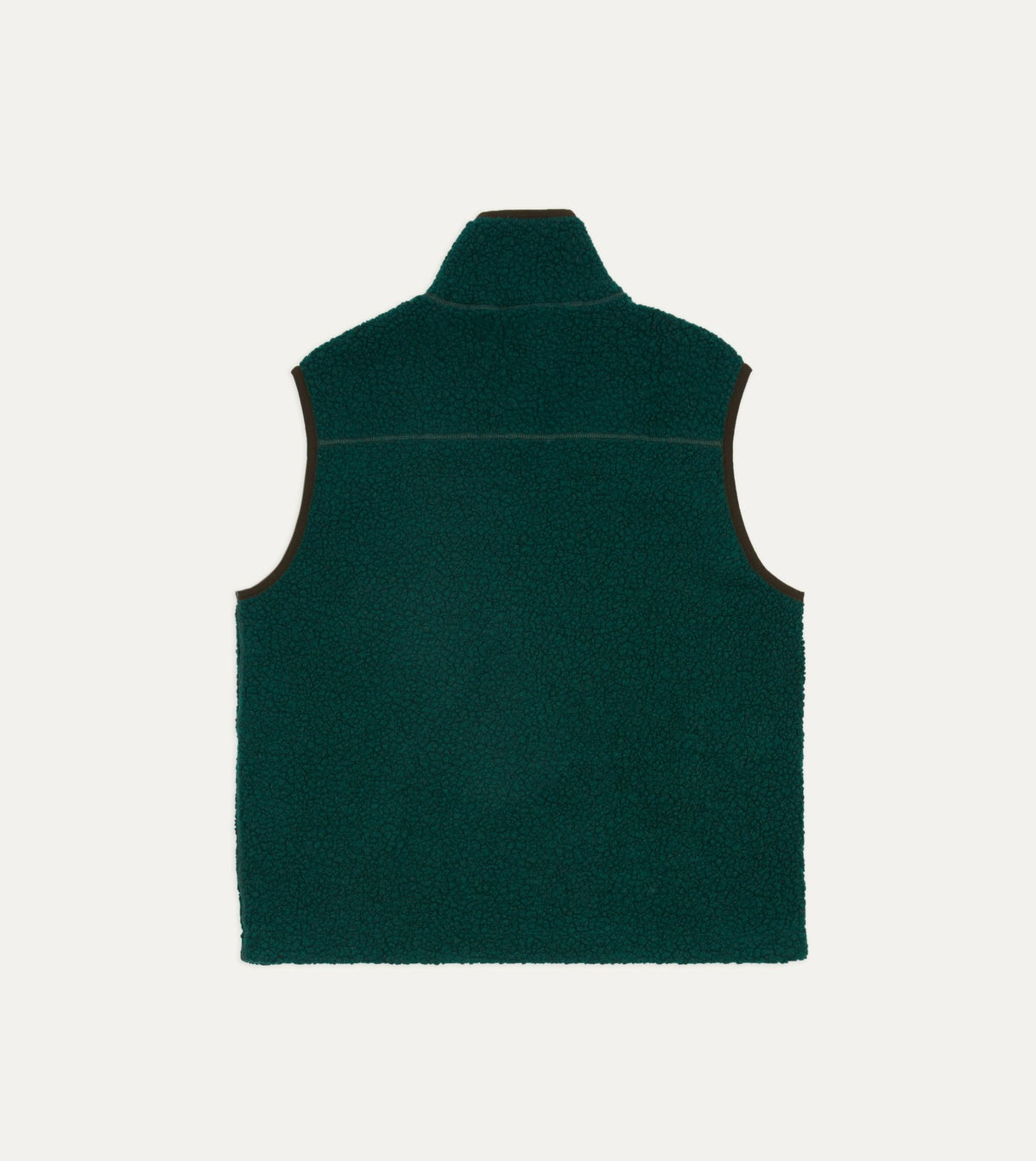 Drake's Dark Green Boucle Wool Zip Fleece Vest