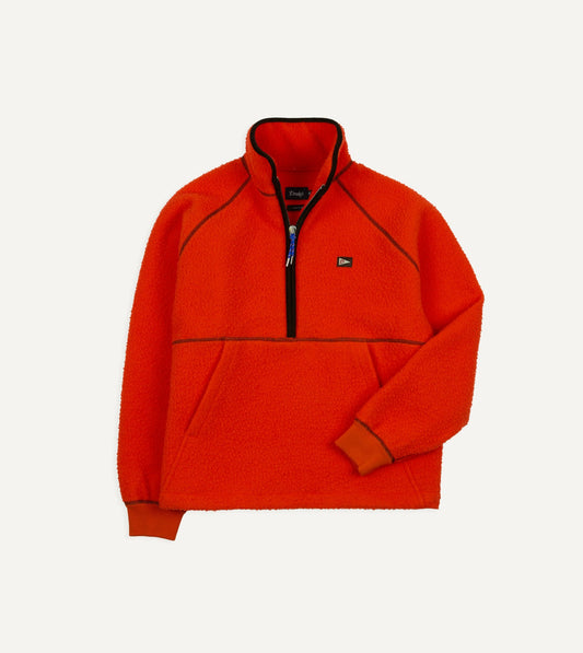 Drake's Orange Casentino Wool Half-Zip Pullover Fleece