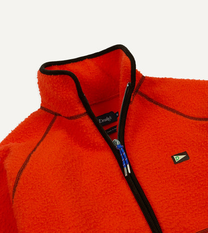 Drake's Orange Casentino Wool Half-Zip Pullover Fleece
