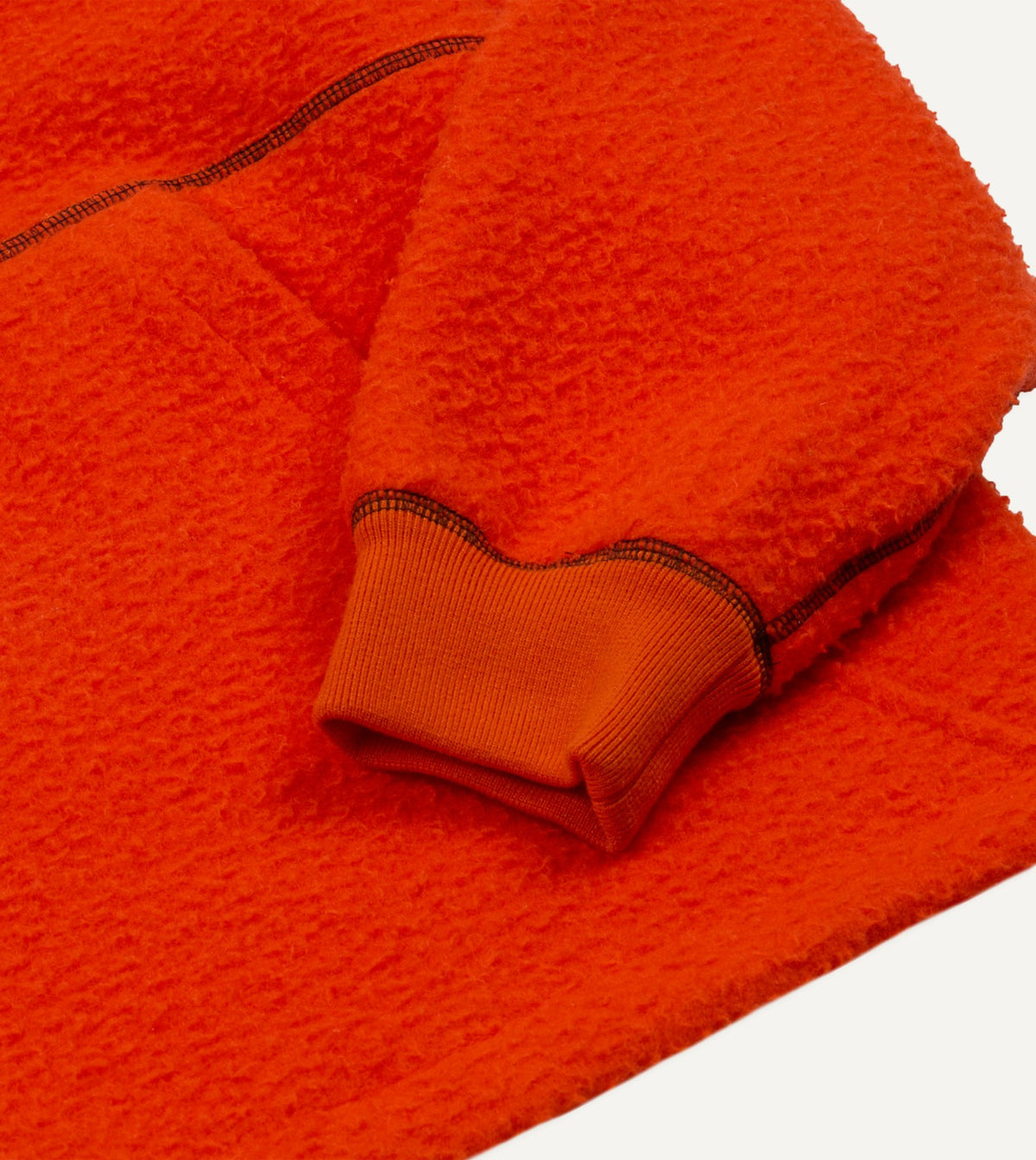 Drake's Orange Casentino Wool Half-Zip Pullover Fleece
