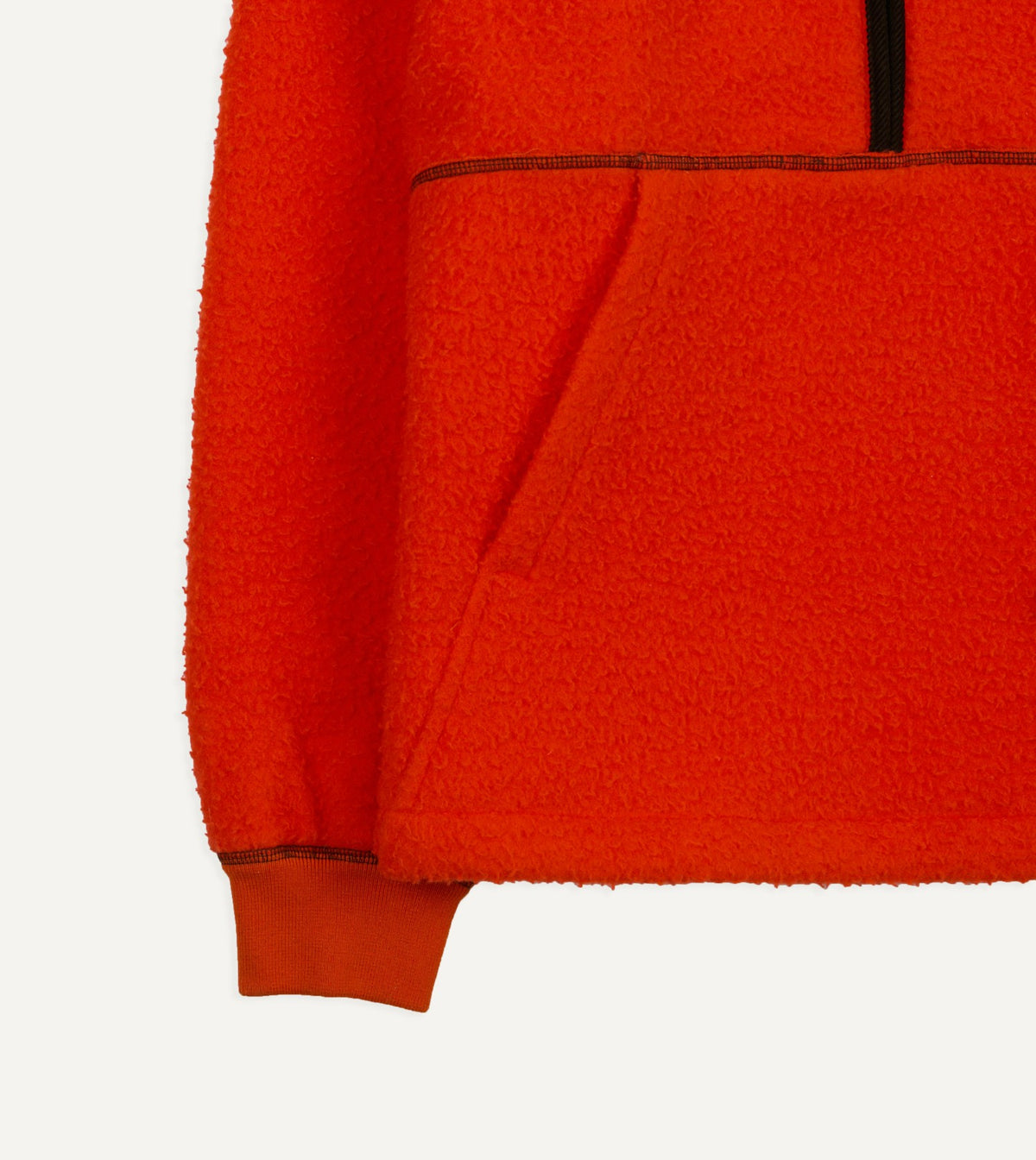 Drake's Orange Casentino Wool Half-Zip Pullover Fleece