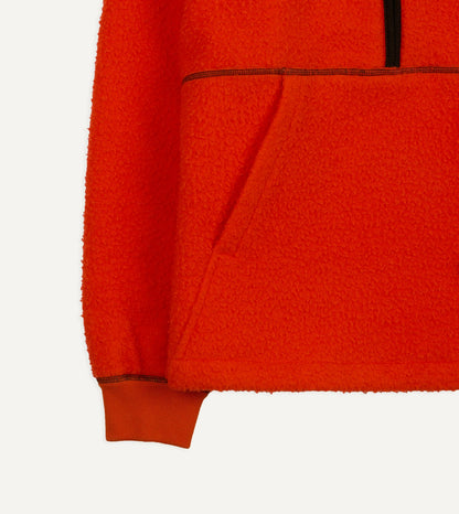 Drake's Orange Casentino Wool Half-Zip Pullover Fleece