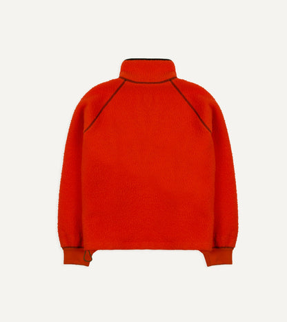 Drake's Orange Casentino Wool Half-Zip Pullover Fleece