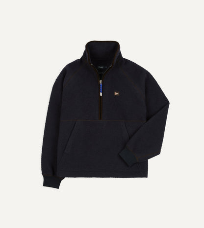 Drake's Navy Casentino Wool Half-Zip Pullover Fleece