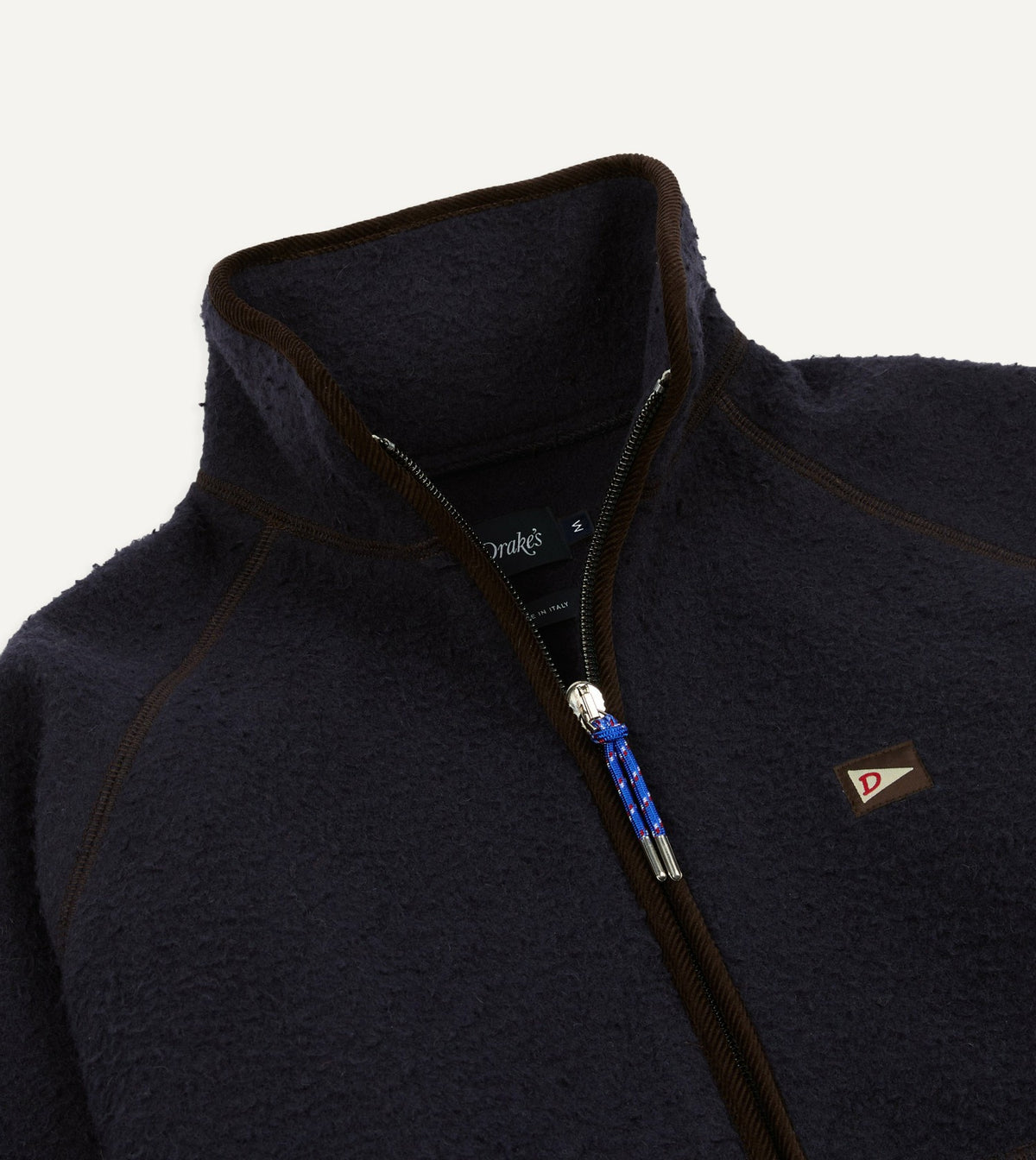 Drake's Navy Casentino Wool Half-Zip Pullover Fleece