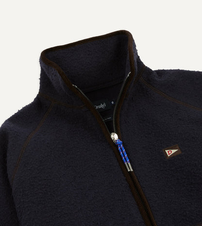 Drake's Navy Casentino Wool Half-Zip Pullover Fleece