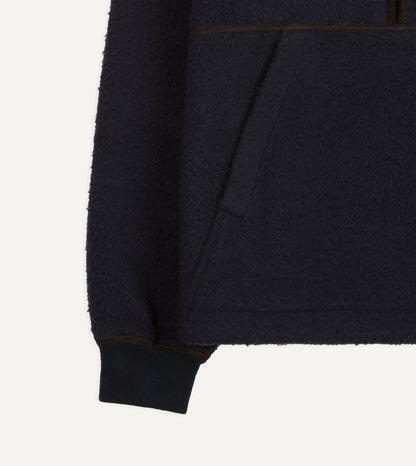 Drake's Navy Casentino Wool Half-Zip Pullover Fleece
