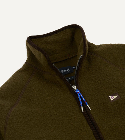 Drake's Olive Casentino Wool Half-Zip Pullover Fleece