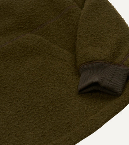 Drake's Olive Casentino Wool Half-Zip Pullover Fleece