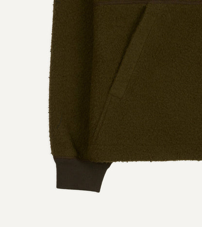 Drake's Olive Casentino Wool Half-Zip Pullover Fleece