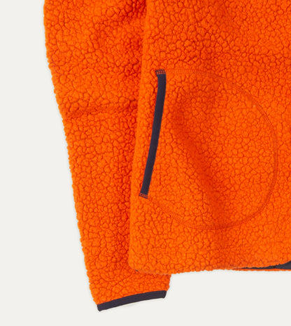 Drake's Orange Boucle Wool Zip Fleece Jacket