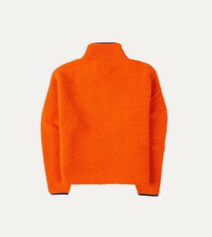 Drake's Orange Boucle Wool Zip Fleece Jacket