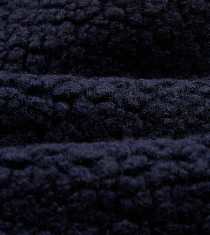 Drake's Navy Boucle Wool Zip Fleece Jacket