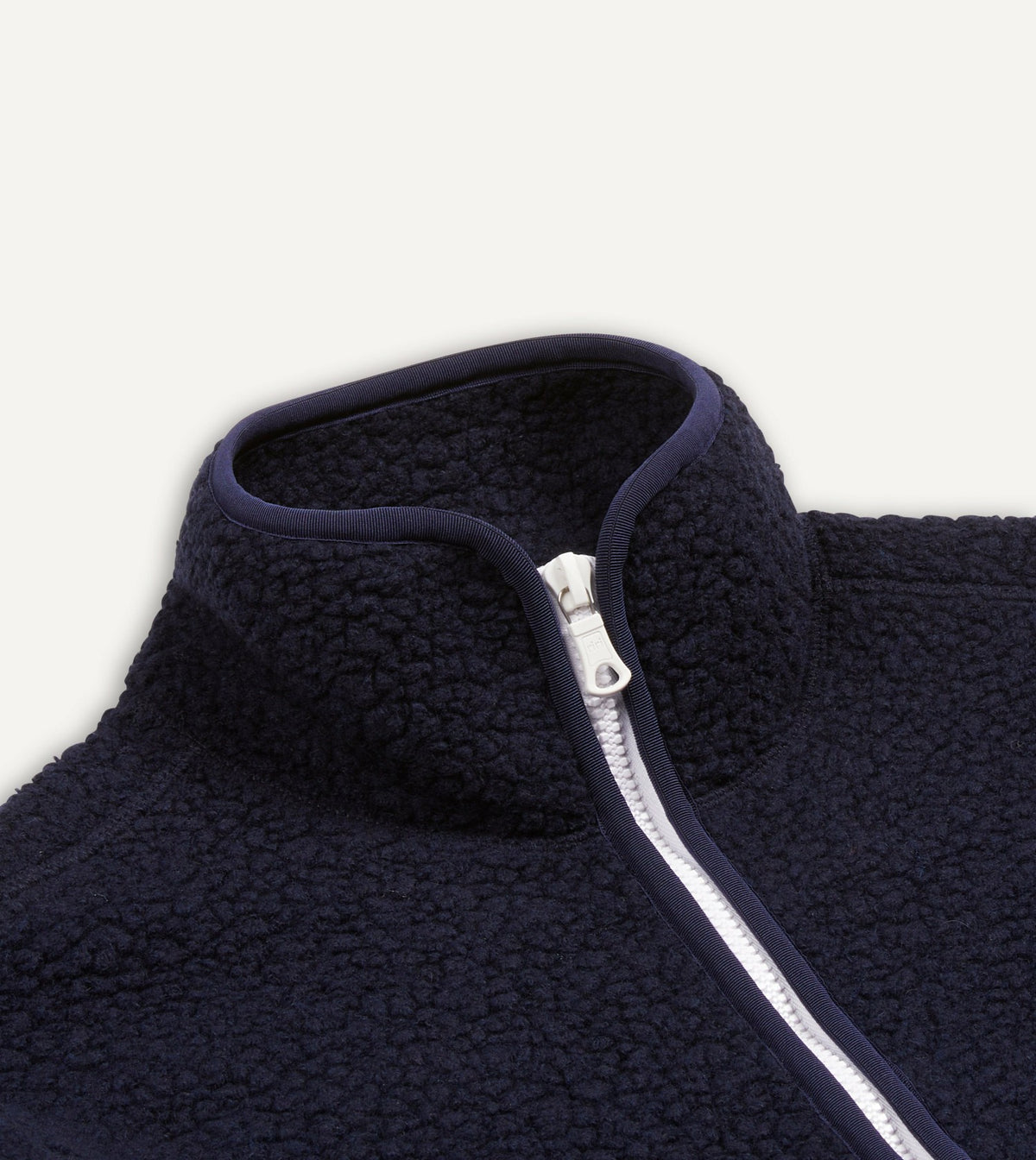 Drake's Navy Boucle Wool Zip Fleece Jacket