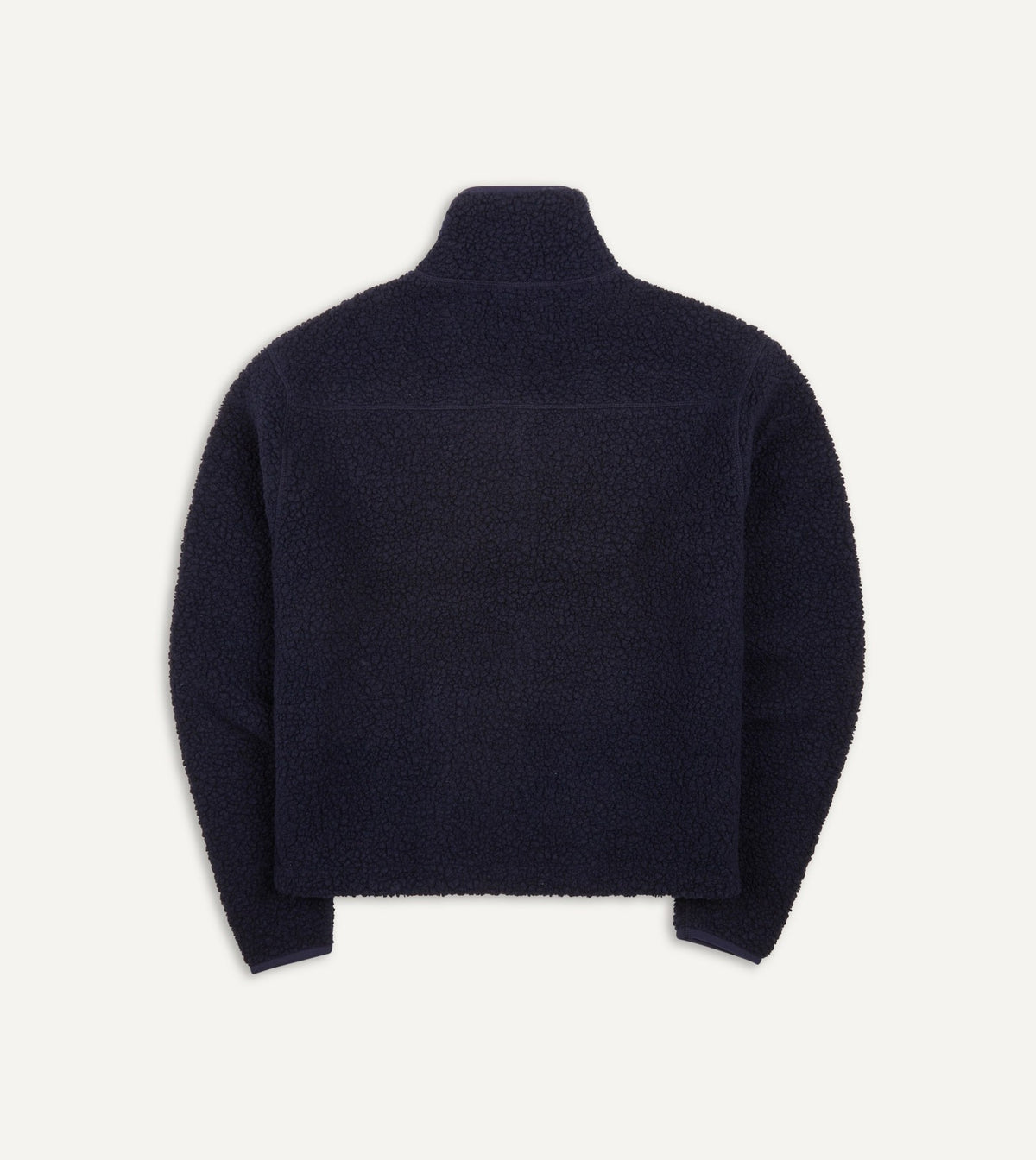 Drake's Navy Boucle Wool Zip Fleece Jacket