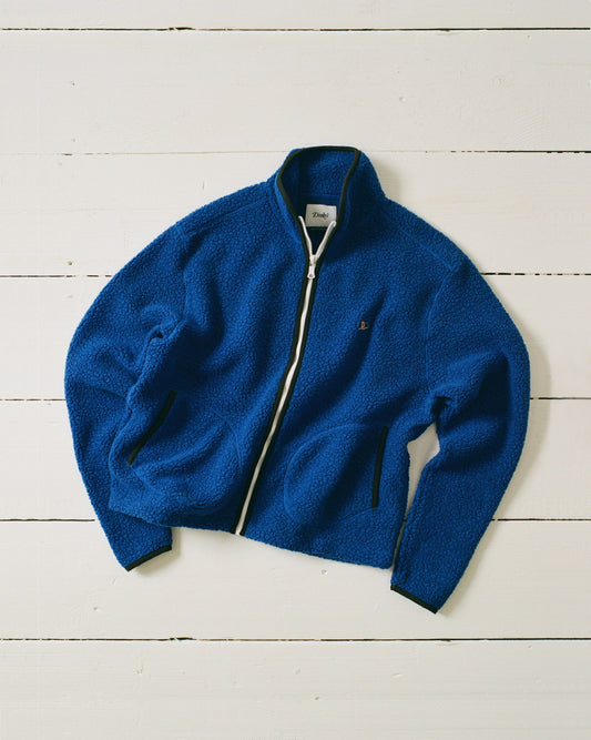 Drake's Blue Boucle Wool Zip Fleece Jacket