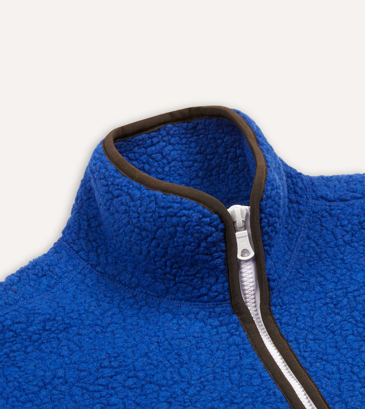 Drake's Blue Boucle Wool Zip Fleece Jacket