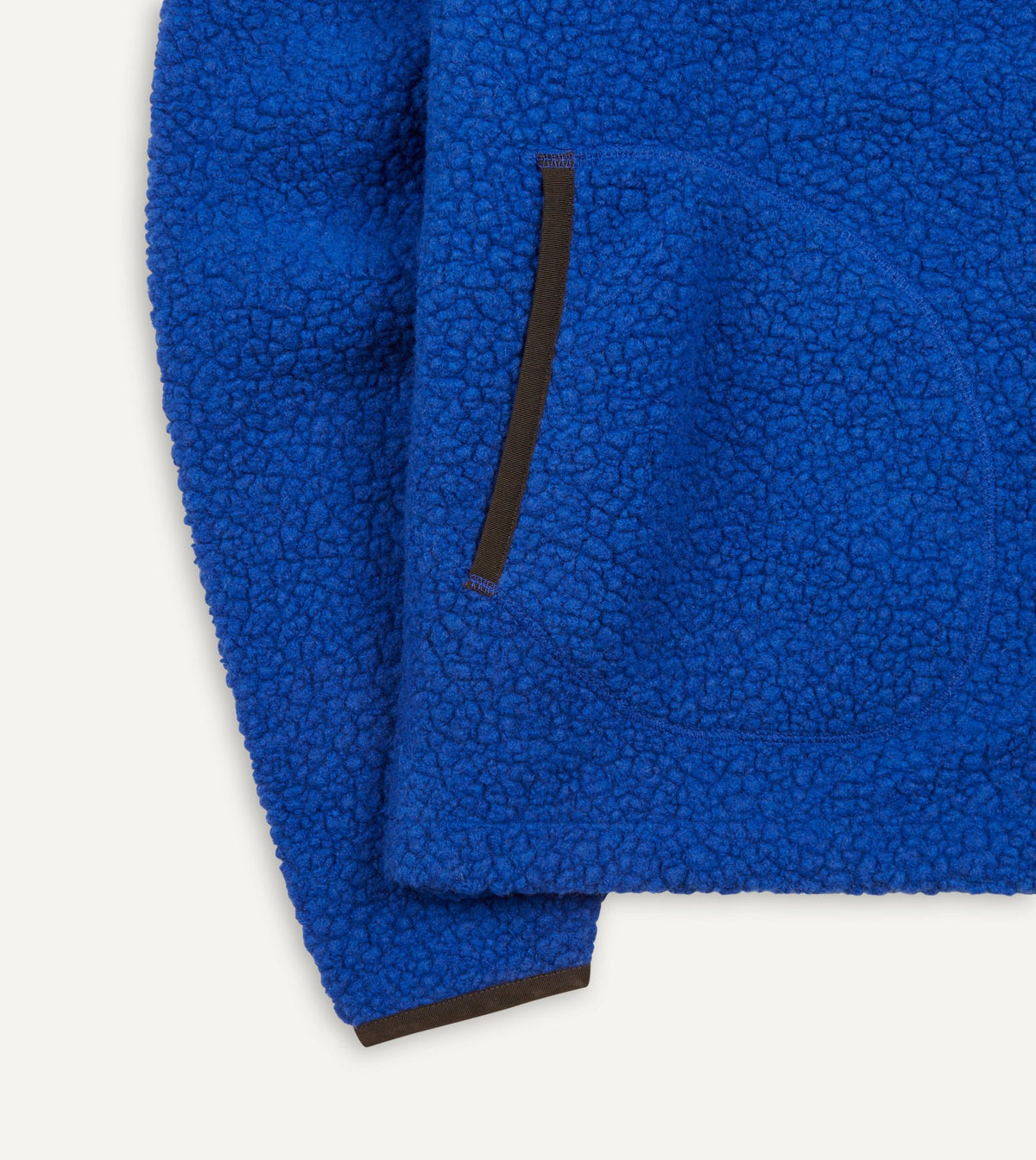 Drake's Blue Boucle Wool Zip Fleece Jacket