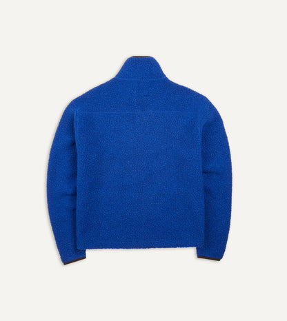 Drake's Blue Boucle Wool Zip Fleece Jacket