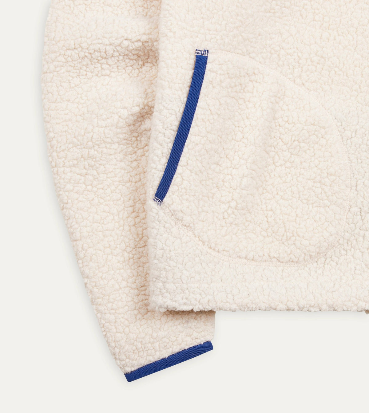 Drake's Ecru Boucle Wool Zip Fleece Jacket