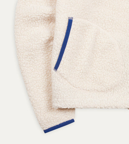Drake's Ecru Boucle Wool Zip Fleece Jacket
