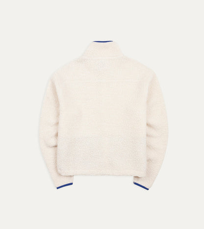 Drake's Ecru Boucle Wool Zip Fleece Jacket