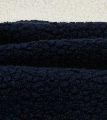 Drake's Navy, Ecru and Khaki Boucle Wool Half-Zip Fleece Jacket