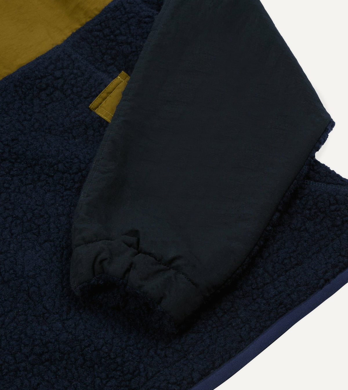 Drake's Navy, Ecru and Khaki Boucle Wool Half-Zip Fleece Jacket