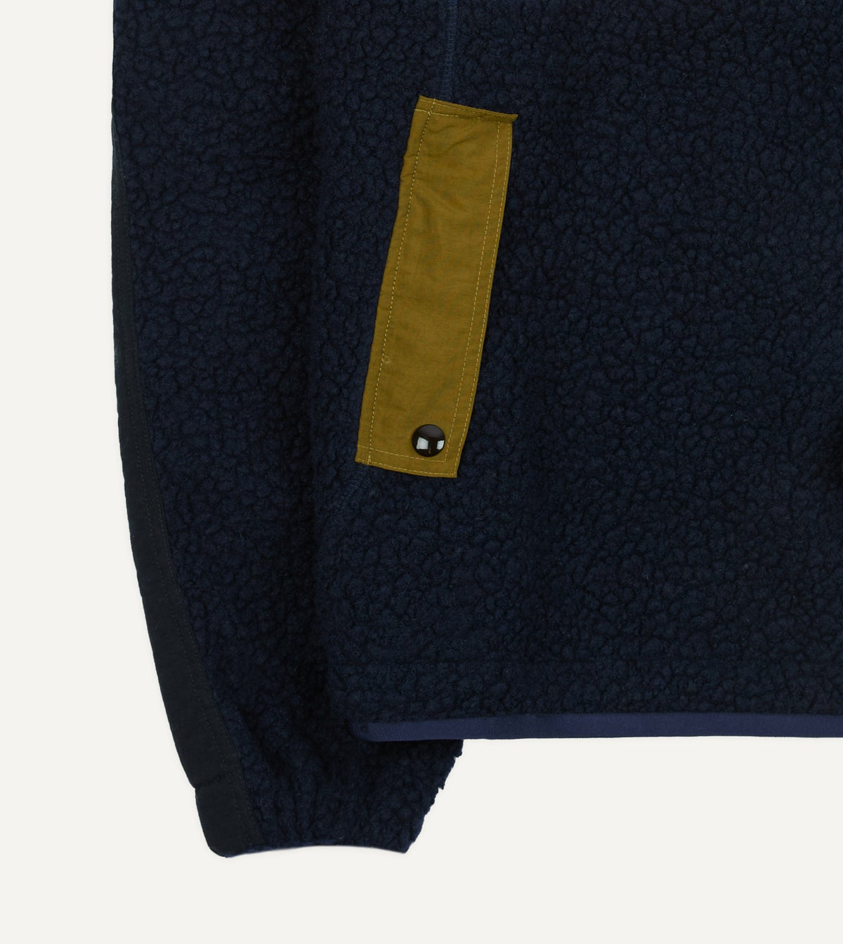 Drake's Navy, Ecru and Khaki Boucle Wool Half-Zip Fleece Jacket