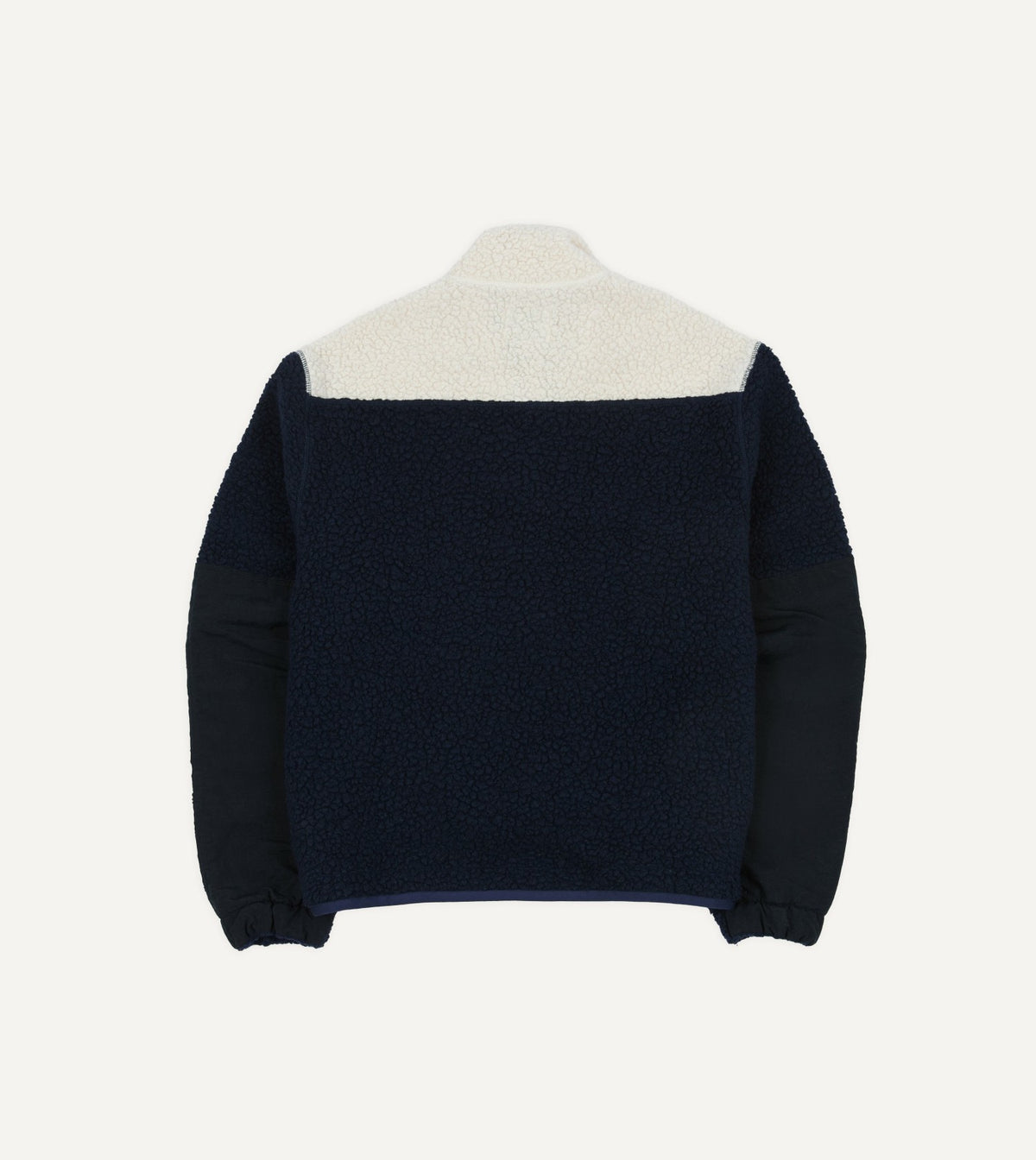 Drake's Navy, Ecru and Khaki Boucle Wool Half-Zip Fleece Jacket