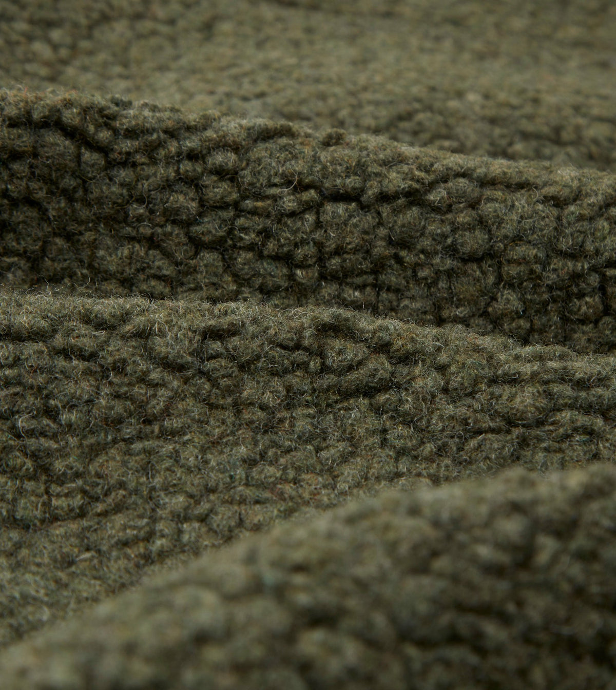 Drake's Green Boucle Wool Zip Fleece Jacket