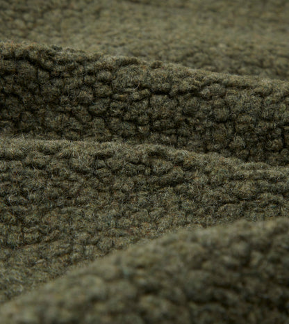 Drake's Green Boucle Wool Zip Fleece Jacket