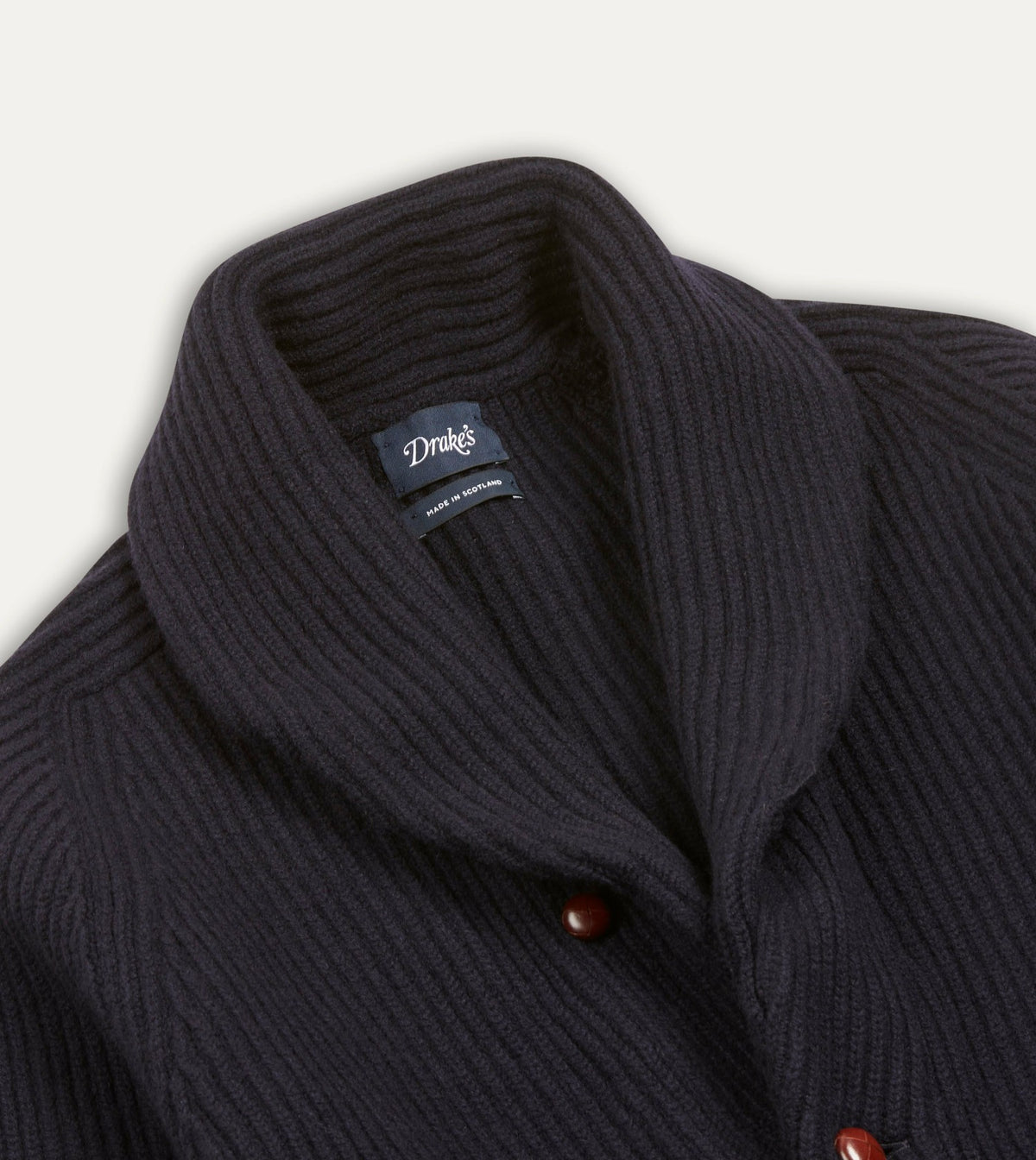 Drake's Navy Lambswool Shawl Collar Cardigan