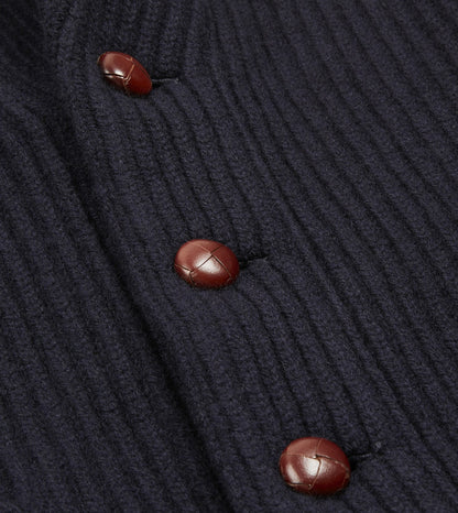 Drake's Navy Lambswool Shawl Collar Cardigan