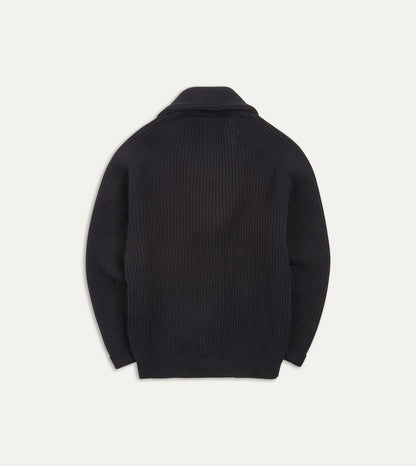 Drake's Navy Lambswool Shawl Collar Cardigan