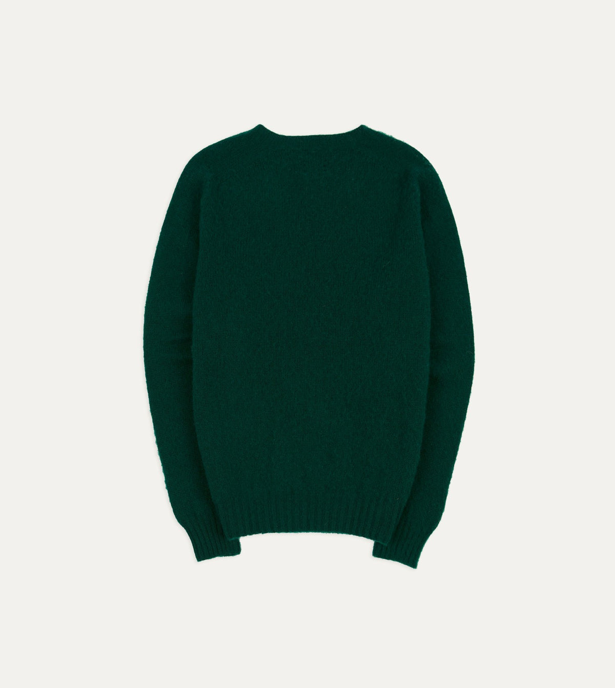 Drake's Forest Green Brushed Shetland Crew Neck Jumper