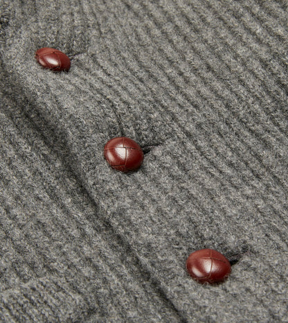 Drake's Grey Lambswool Shawl Collar Cardigan
