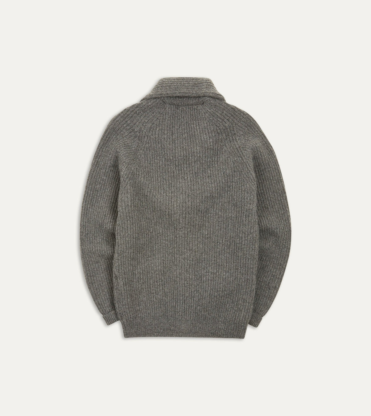 Drake's Grey Lambswool Shawl Collar Cardigan