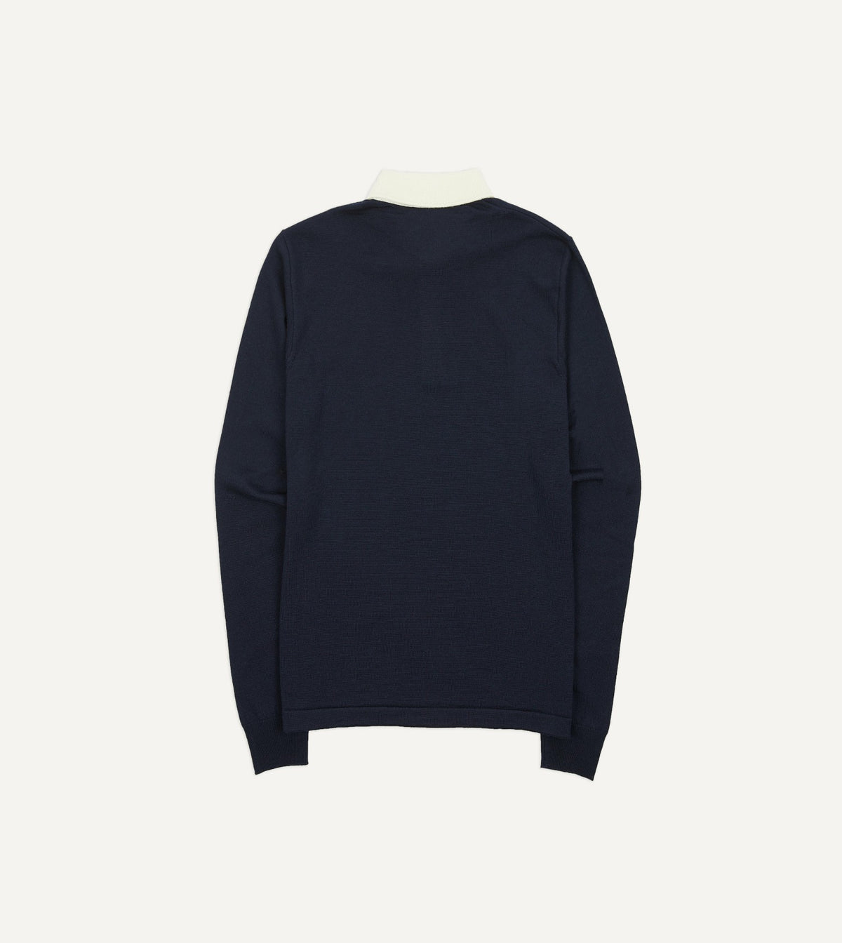 Drake's Navy Merino Wool Knitted Rugby Shirt