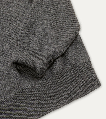 Drake's Grey Merino Wool Knitted Polo