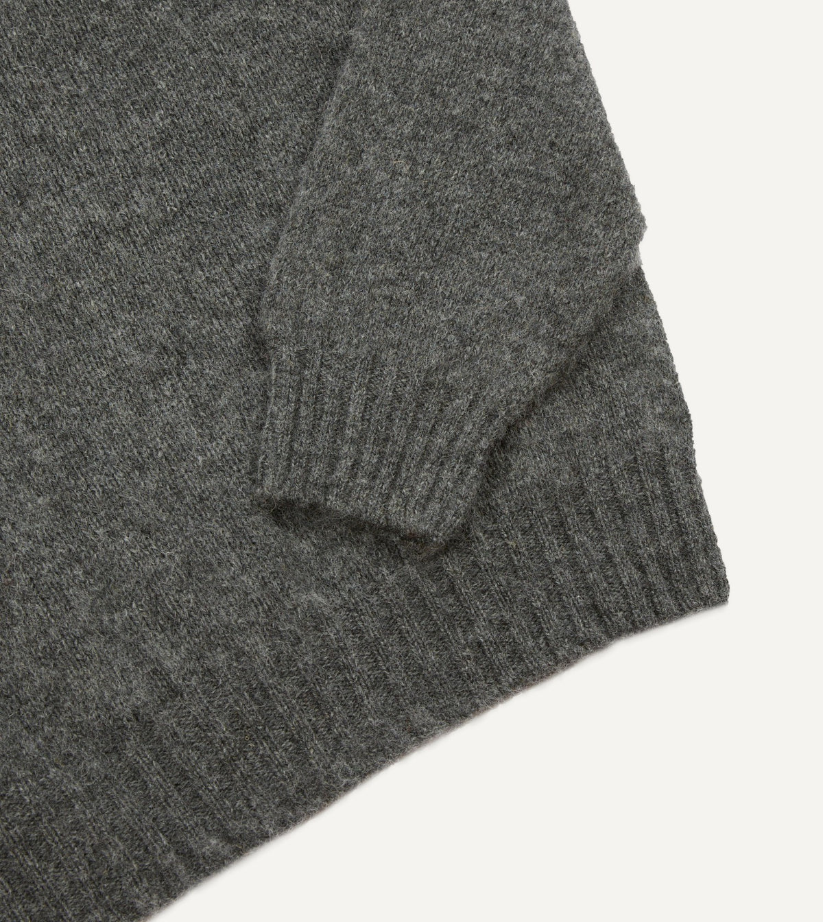 Drake's Charcoal Brushed Shetland Crew Neck Jumper