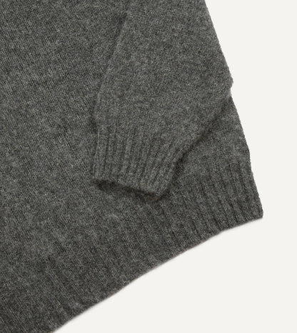 Drake's Charcoal Brushed Shetland Crew Neck Jumper