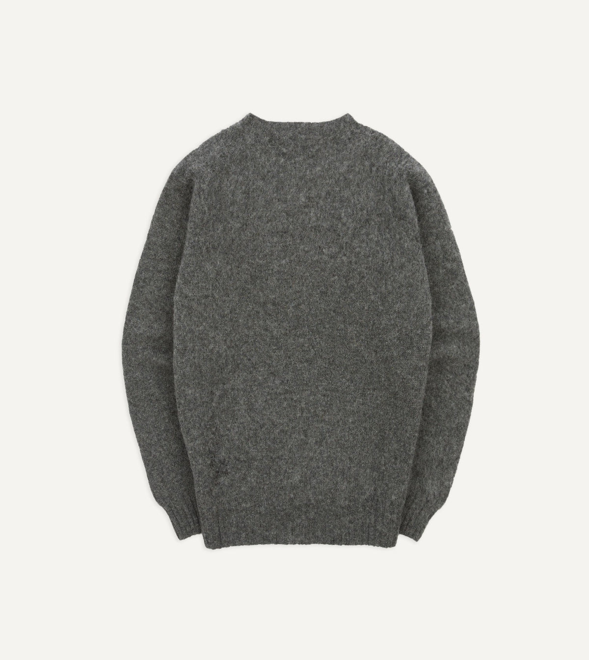 Drake's Charcoal Brushed Shetland Crew Neck Jumper