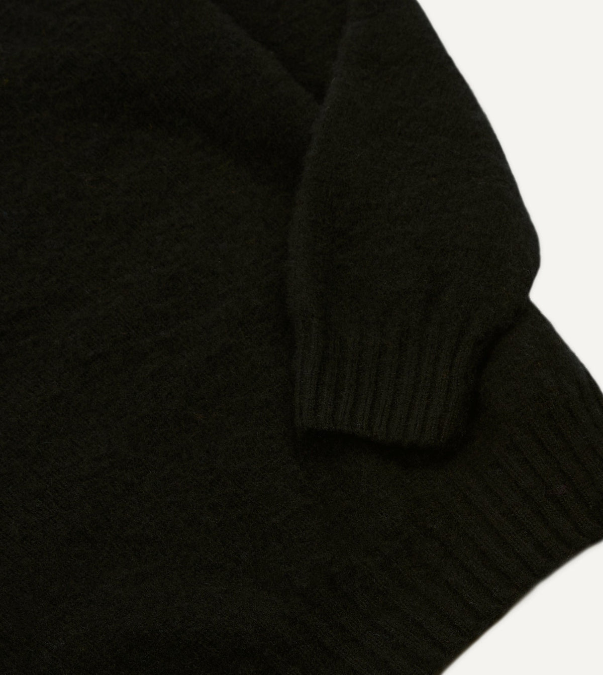 Drake's Black Brushed Shetland Mock Neck Jumper