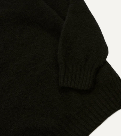 Drake's Black Brushed Shetland Mock Neck Jumper