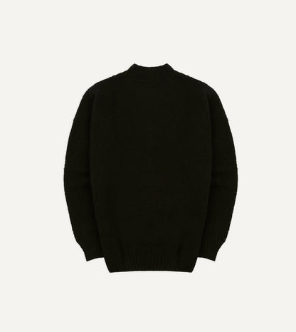 Drake's Black Brushed Shetland Mock Neck Jumper