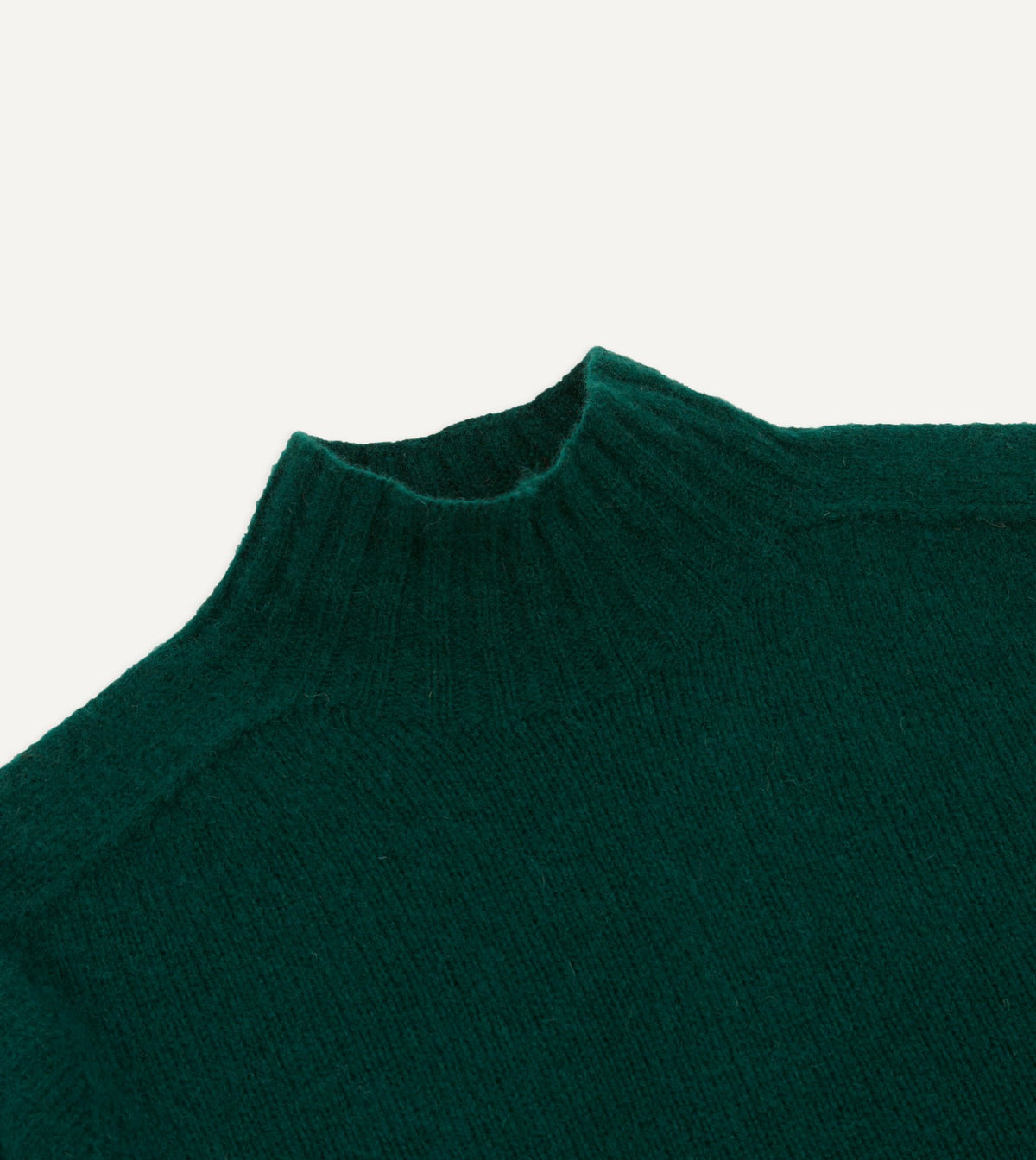 Drake's Green Brushed Shetland Mock Neck Jumper